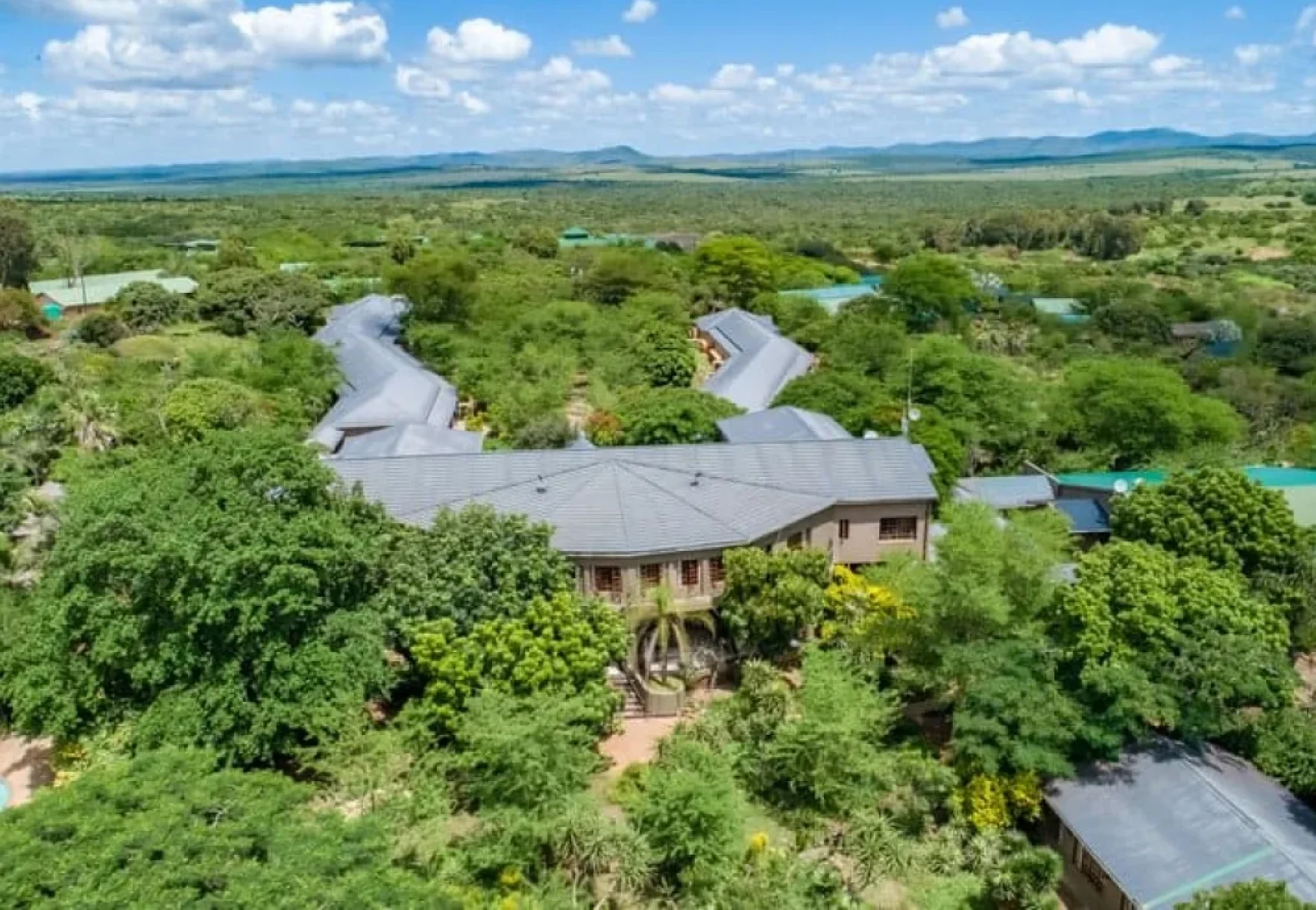 Aerial footage of Zulu Nyala Heritage Safari Lodge
